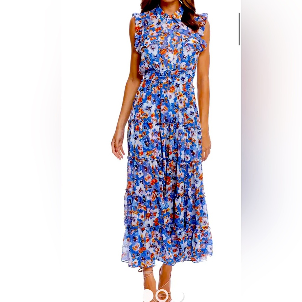 Misa LA Trina Dress in Blue Pansy Size small